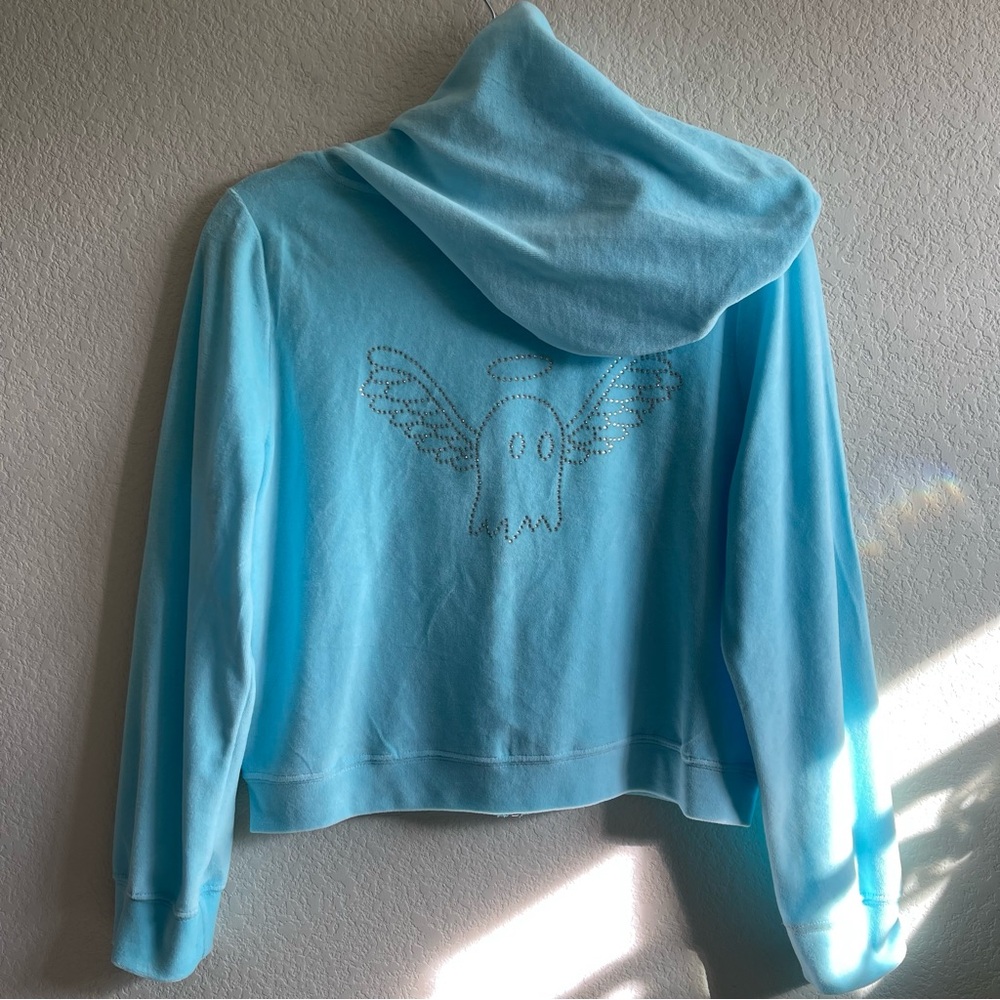 ✨RARE Lonely Ghost | Light Blue Y2K Rhinestone Velour Suit Jacket - Picture 9 of 16